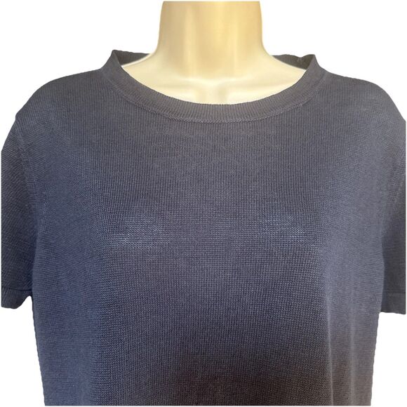 Jenni Kayne Size M Wool Sweater Dress Navy Blue Short Sleeve Knee Length - Picture 6 of 9